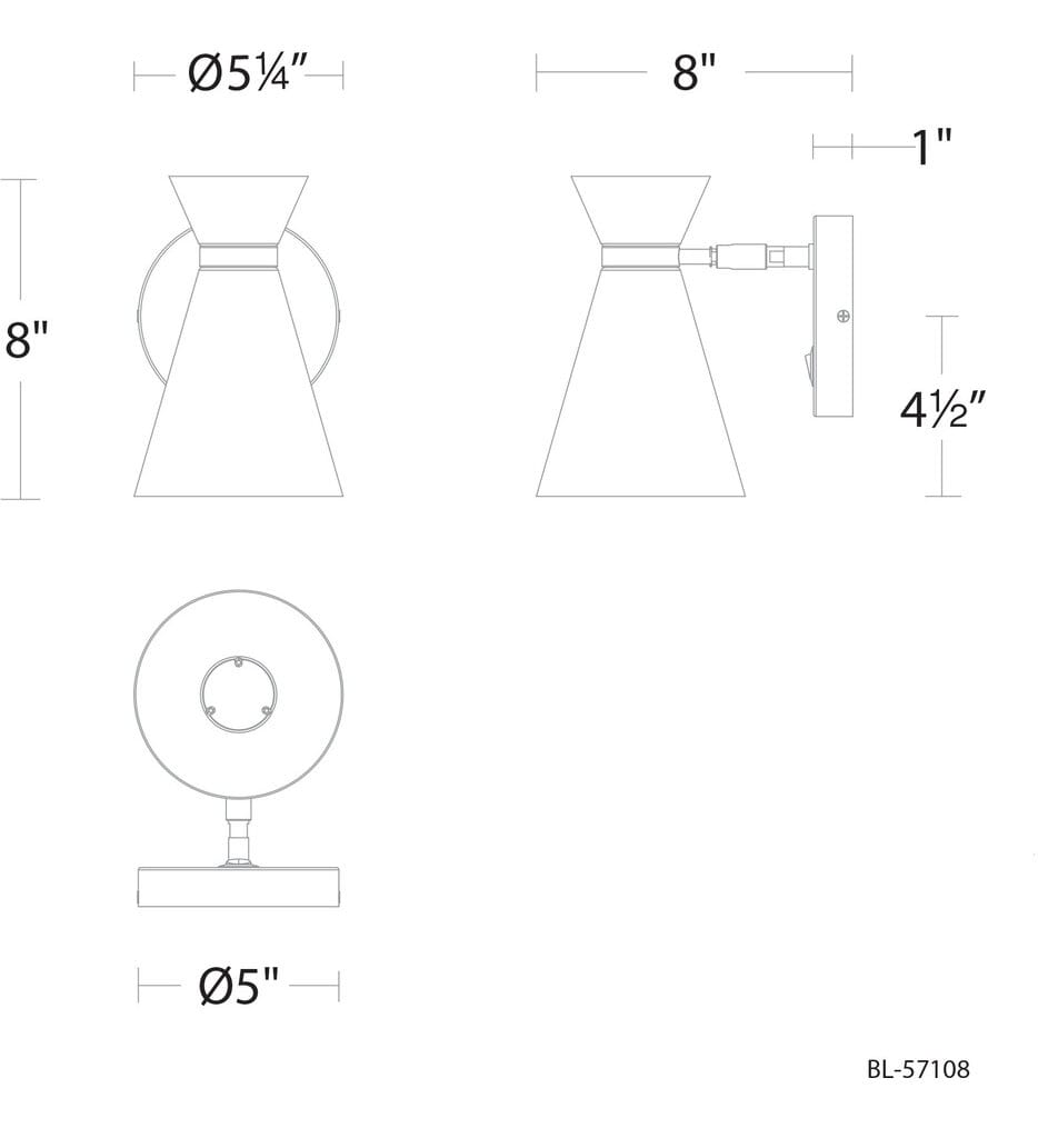 dweLED - BL-57108-BK/AB - Pin Up 8" Wall Sconce