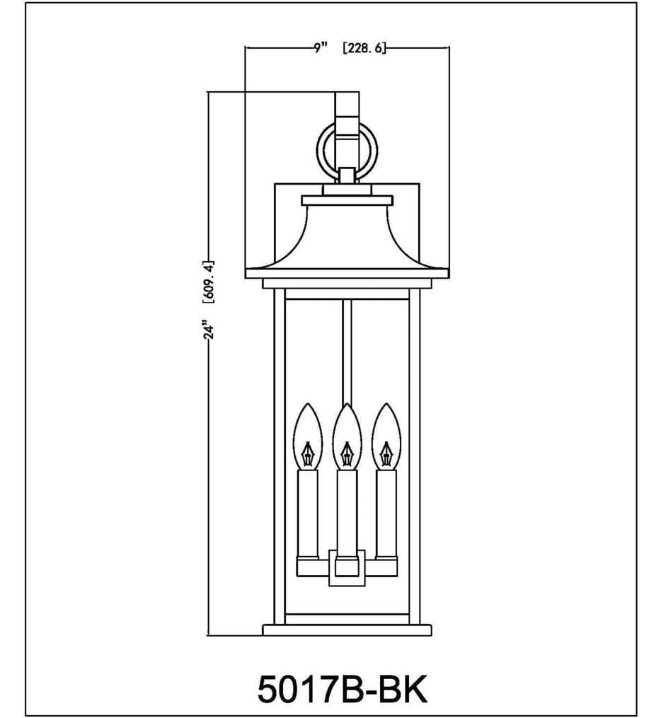 Z-Lite - 5017B-BK - Tiberius 24" Outdoor Sconce