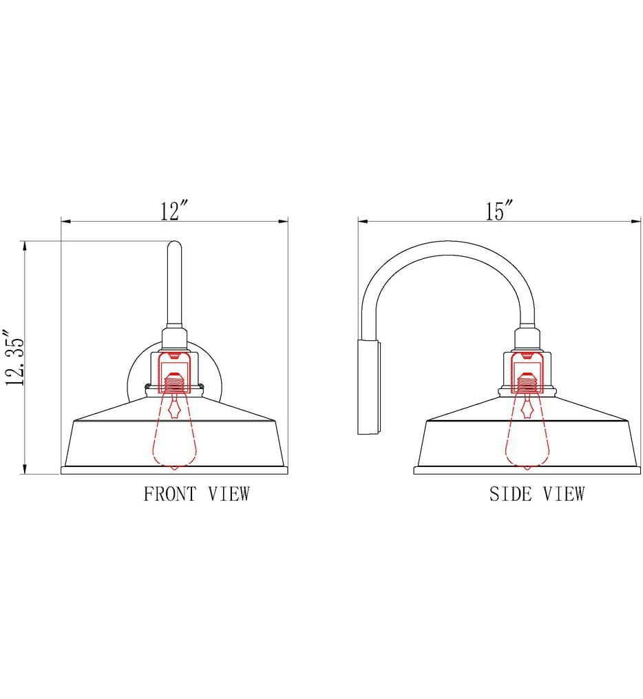 Z-Lite - 5024M-BK - RLM 15" Outdoor Wall Sconce