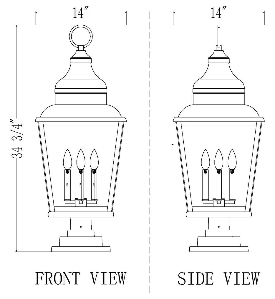 Z-Lite - 5029PHXLS-LSQPM-BK - Raphael 35-inch Outdoor Pier Mounted Light