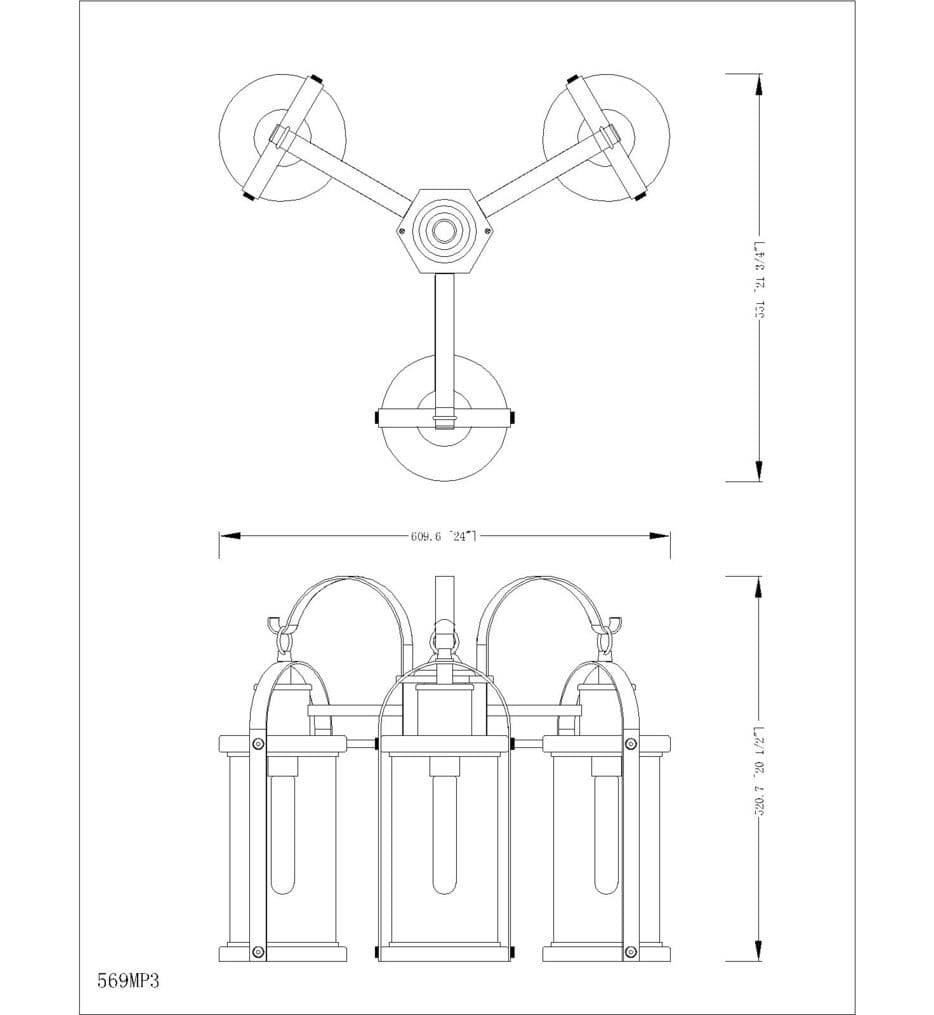 Z-Lite - 569MP3-519P-BK - Roundhouse 114.5" Outdoor Post Light