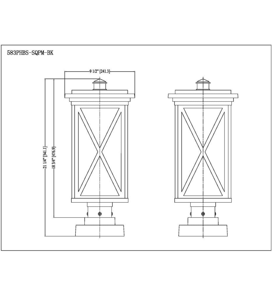 Z-Lite - 583PHBS-SQPM-BK - Brookside 21.25" Outdoor Pier Mount