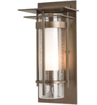 Hubbardton Forge - Banded Seeded Glass Small Outdoor Wall Sconce with Top Plate by Hubbardton Forge