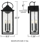 Quoizel - DAM8408MBK - Damian 22.5-inch Outdoor Wall Sconce by Quoizel - Image 4