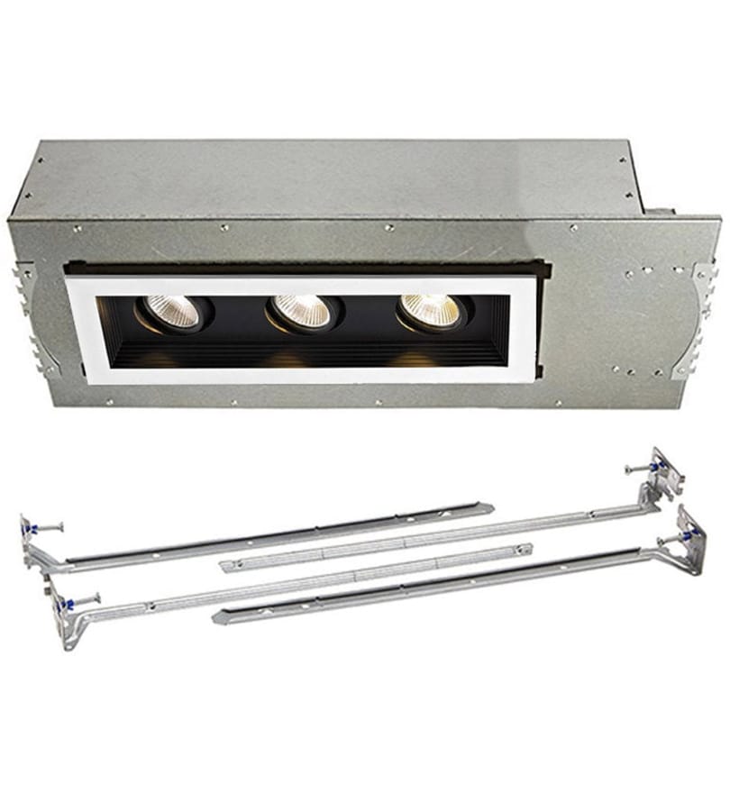 WAC Lighting - MT-3LD311NA-F927BK - Mini Multiples New Construction LED Flood Beam 3 Light Multispot Complete Recessed Kit by WAC Lighting