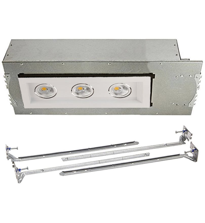 WAC Lighting - MT-3LD311NA-F927WT - Mini Multiples New Construction LED Flood Beam 3 Light Multispot Complete Recessed Kit by WAC Lighting