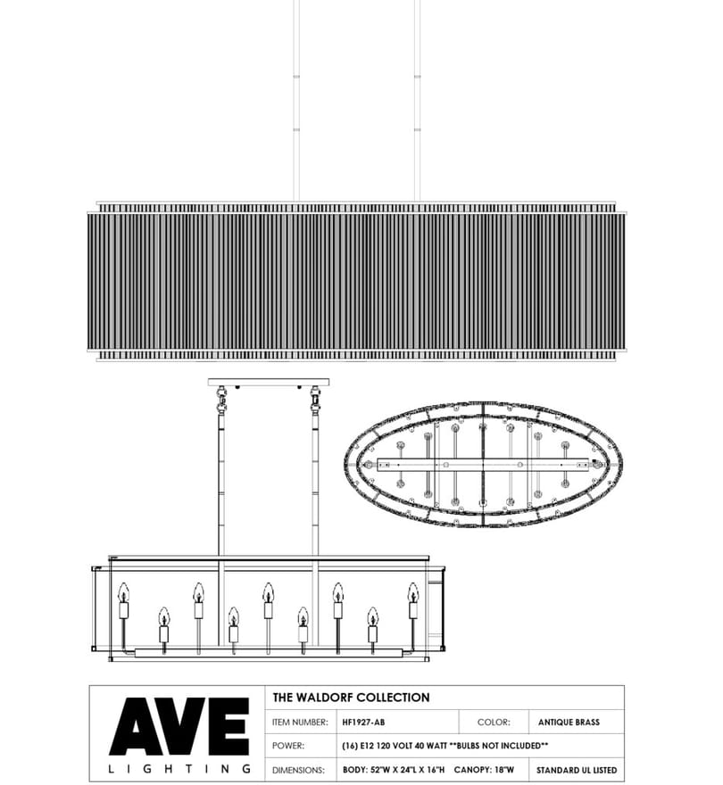 Avenue Lighting - Waldorf 52" Chandelier by Avenue Lighting - Image 2