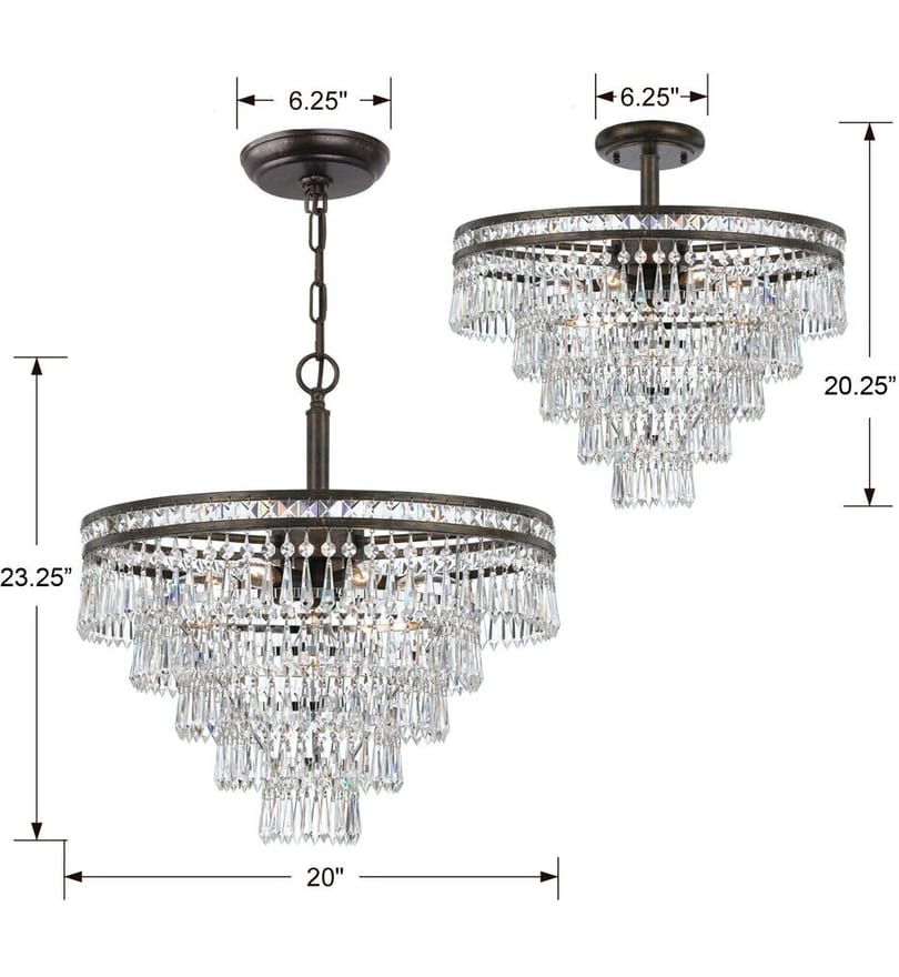 Crystorama - 5264-EB-CL-MWP_CEILING - Mercer 20" Semi Flush by Crystorama - Image 2