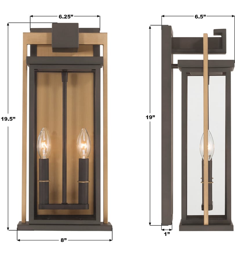 Crystorama - LDL-902-TZ-TG - Lendel 19.5-Inch Outdoor Wall Sconce by Crystorama - Image 3