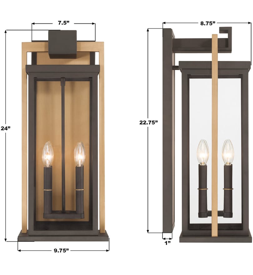 Crystorama - LDL-904-TZ-TG - Lendel 24-Inch Outdoor Wall Sconce by Crystorama - Image 3