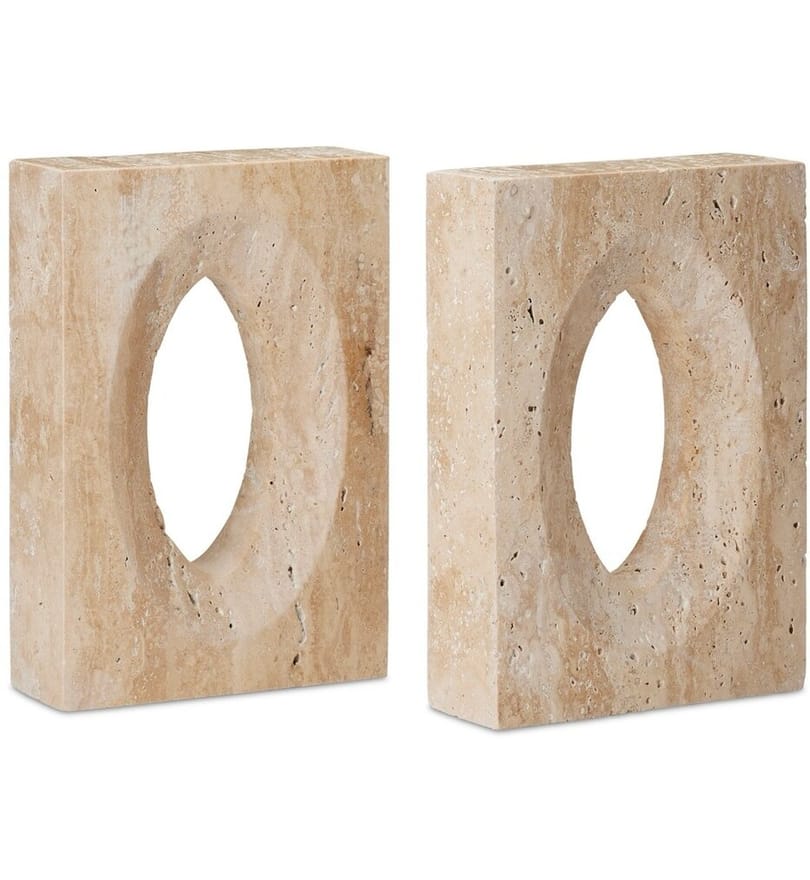Currey & Company - Demi Travertine Bookends (Set of 2) by Currey & Company