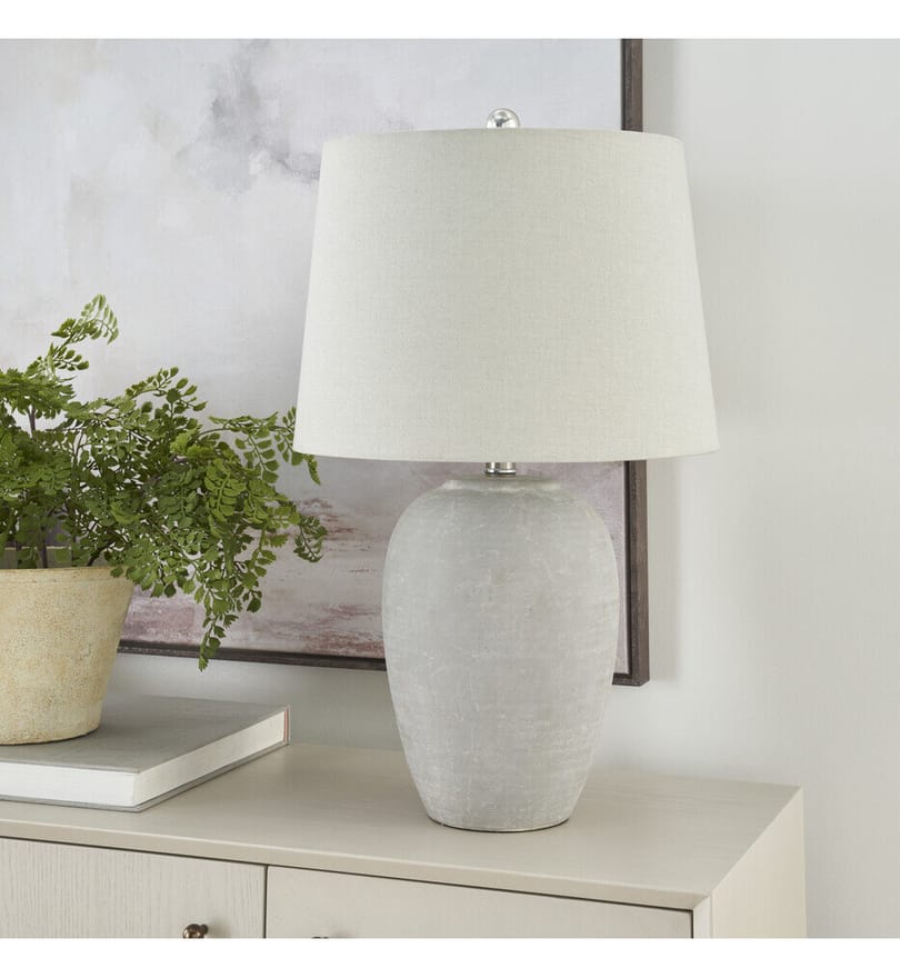 Nourison - 848783007355 - Unglazed Concrete Urn 23" Table Lamp by Nourison - Image 5