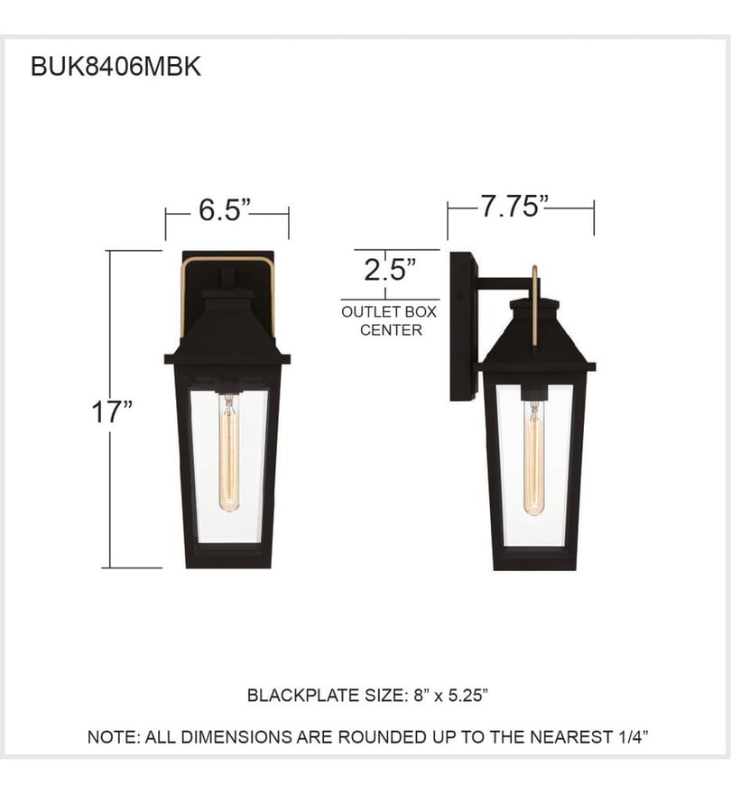Quoizel - BUK8406MBK - Buckley 17" Outdoor Wall Sconce by Quoizel - Image 4