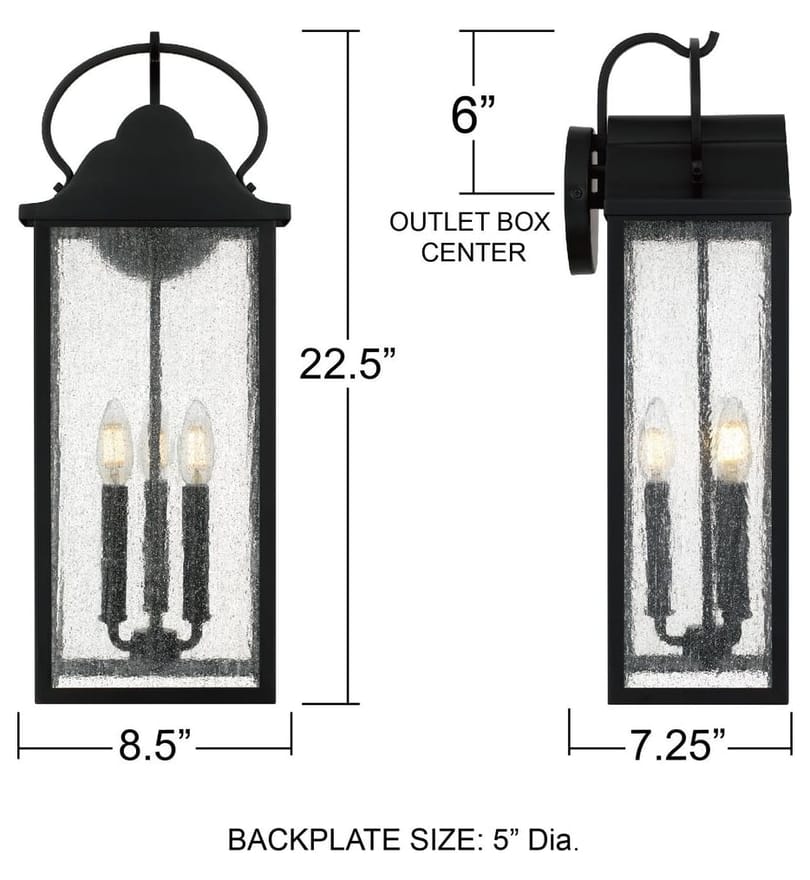 Quoizel - DAM8408MBK - Damian 22.5-inch Outdoor Wall Sconce by Quoizel - Image 4