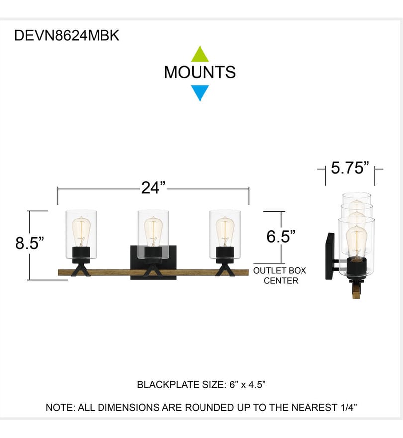Quoizel - DEVN8624MBK - Devon Court 24" Bath Vanity Light by Quoizel - Image 3