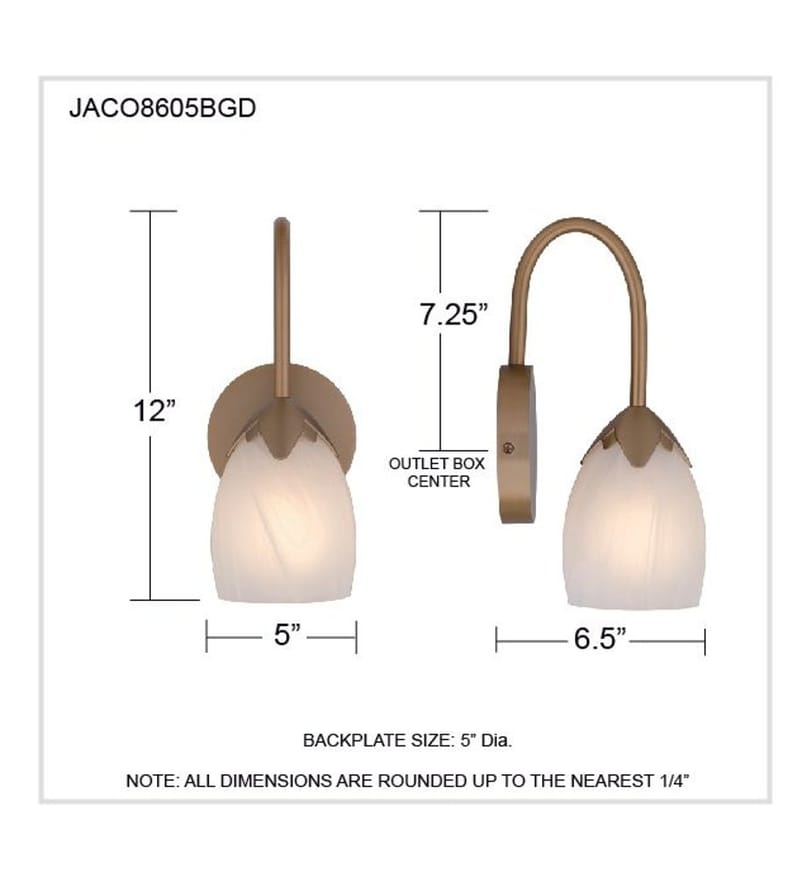 Quoizel - JACO8605BGD - Jacobs 12-inch Wall Sconce by Quoizel - Image 7
