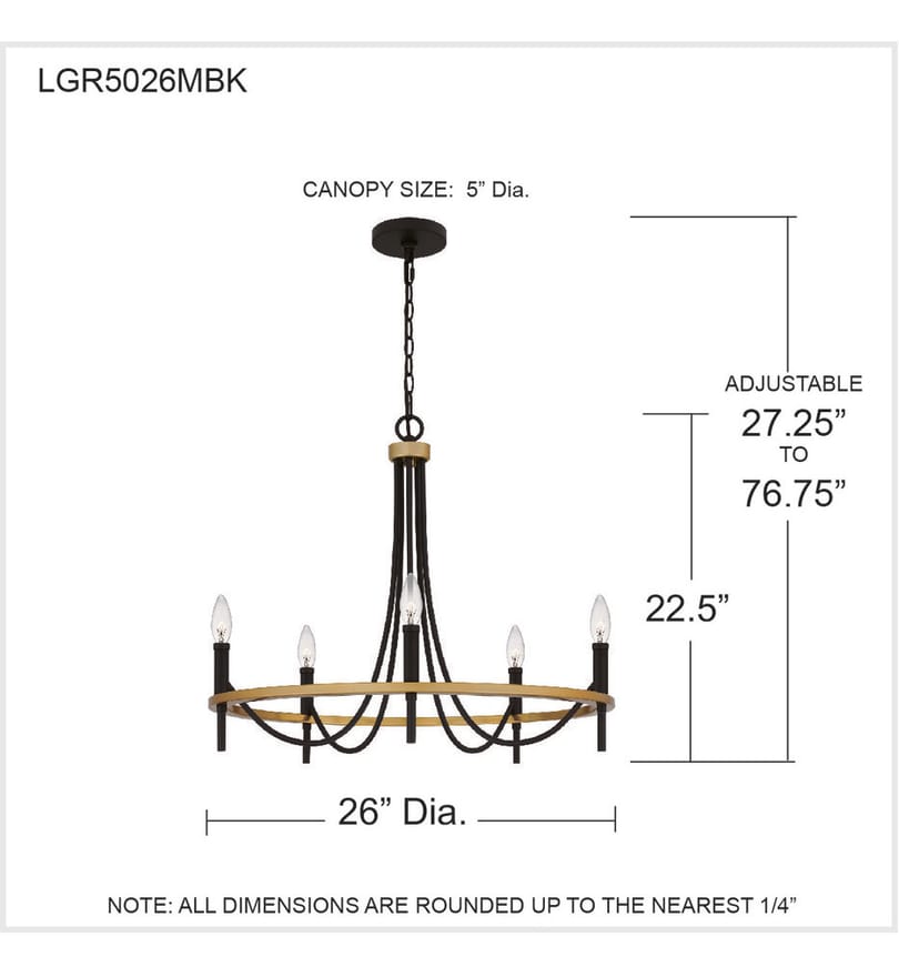 Quoizel - LGR5026MBK - Legare 26" Chandelier by Quoizel - Image 2