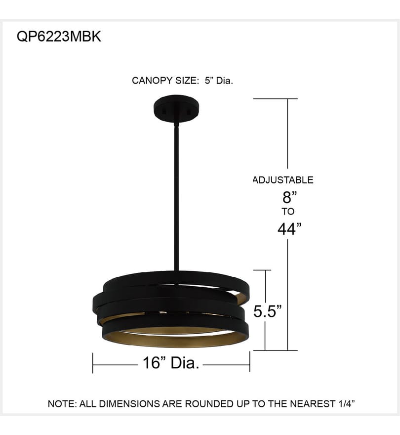 Quoizel - QP6223MBK - Berner 16" Pendant by Quoizel - Image 4