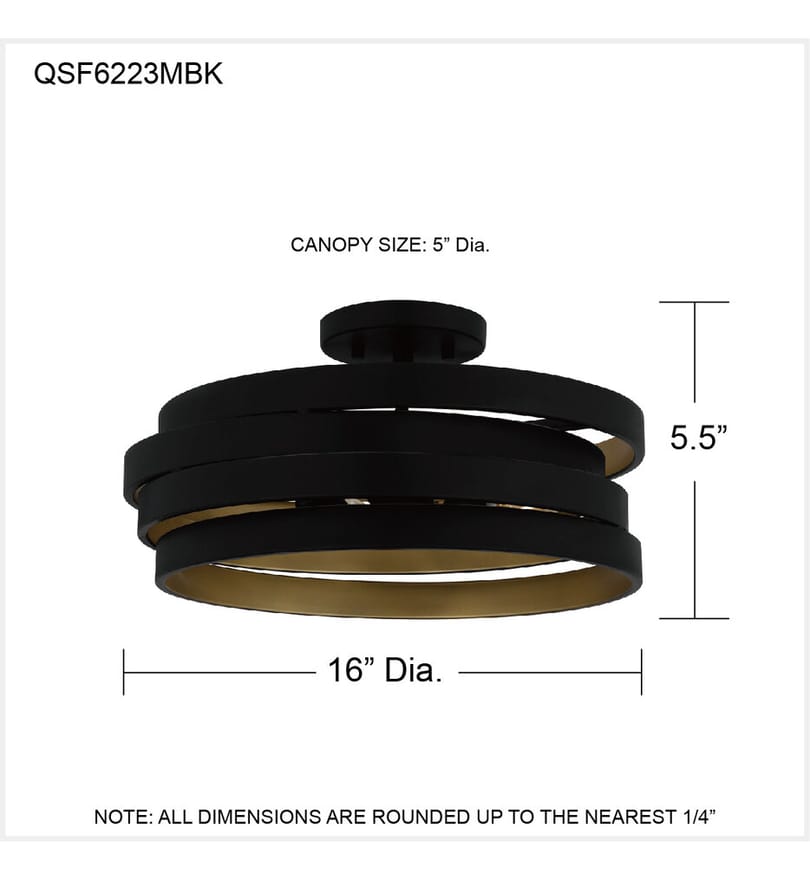 Quoizel - QSF6223MBK - Berner 16" Semi-Flush Mount by Quoizel - Image 4