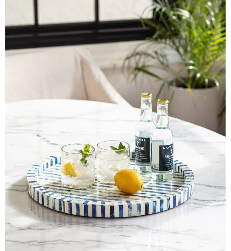 Regina Andrew - 20-1181 - Bone and Indigo Tray Round by Regina Andrew - Image 2