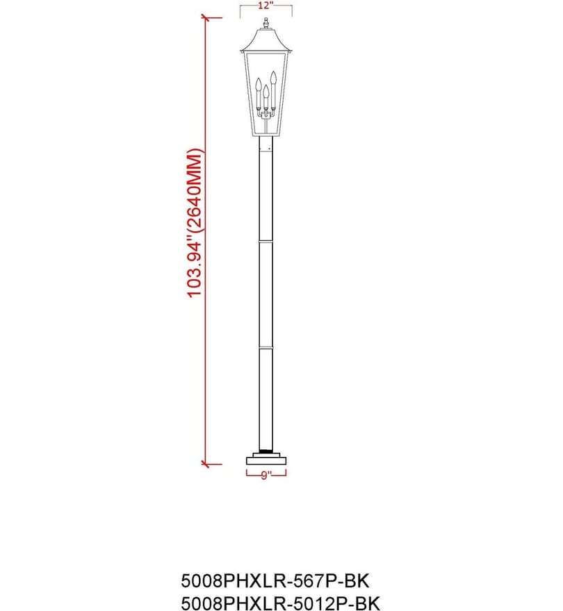 Z-Lite - 5008PHXLR-567P-BK - Gannon 105.25" Outdoor Post Light by Z-Lite - Image 3