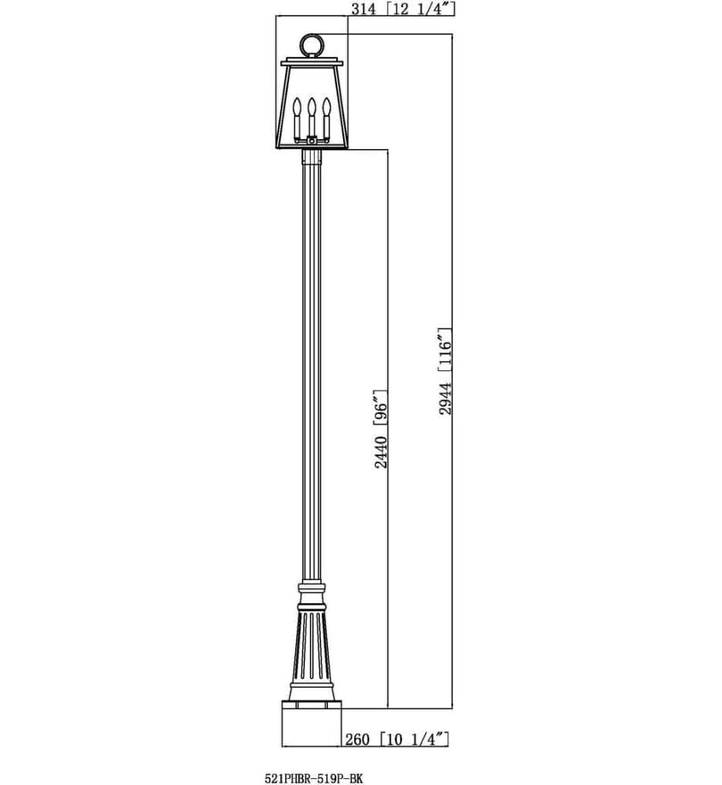 Z-Lite - 521PHBR-519P-BK - Broughton 116.5" Post Mount by Z-Lite - Image 8